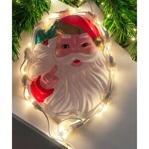 Vintage Santa Claus Face Light Up Christmas Window Decoration Retro